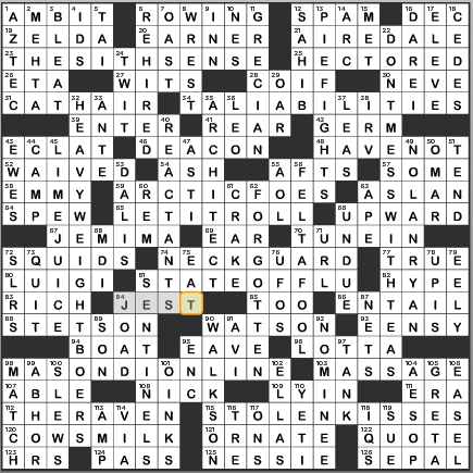 Answers to Sunday LA Times Crossword August 4