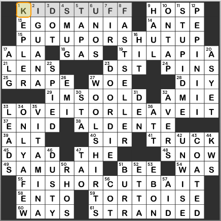 Answers to LA Times Crossword Thursday August 1 2013