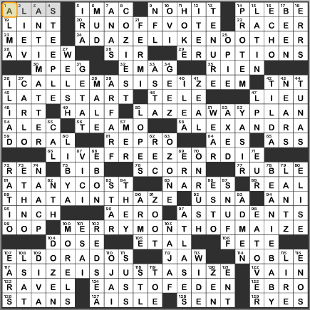 LA Times Crossword Answers Sunday October 27 2013