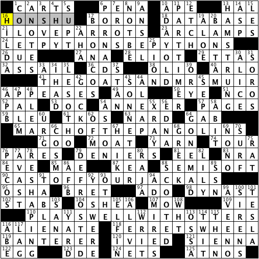 L.A. Times Crossword Answers Sunday Dec. 29 2013