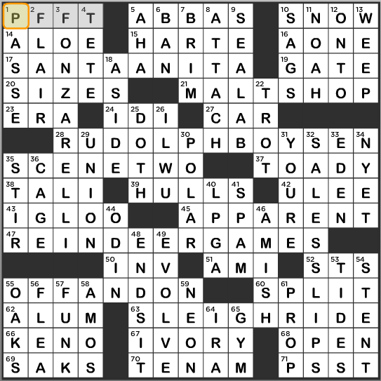 L.A. Times Crossword Answers Wednesday Dec. 25 2013
