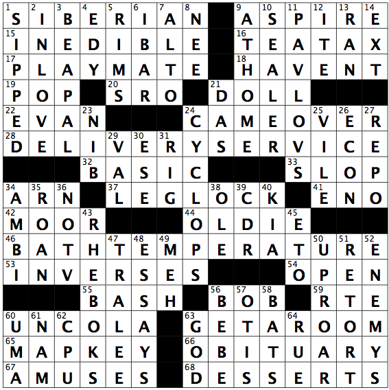 completed L.A. Times crossword puzzle for Wednesday December 11th 2013