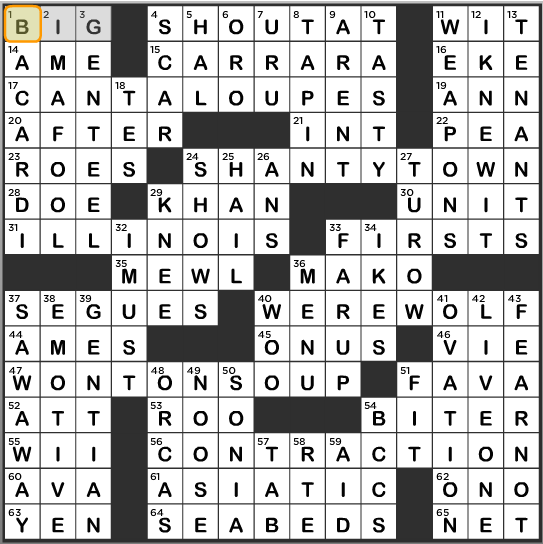 L.A. Times Crossword Answers Thursday January 2 2014