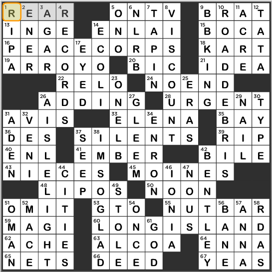 L.A. Times Crossword Answers January 1st 2014