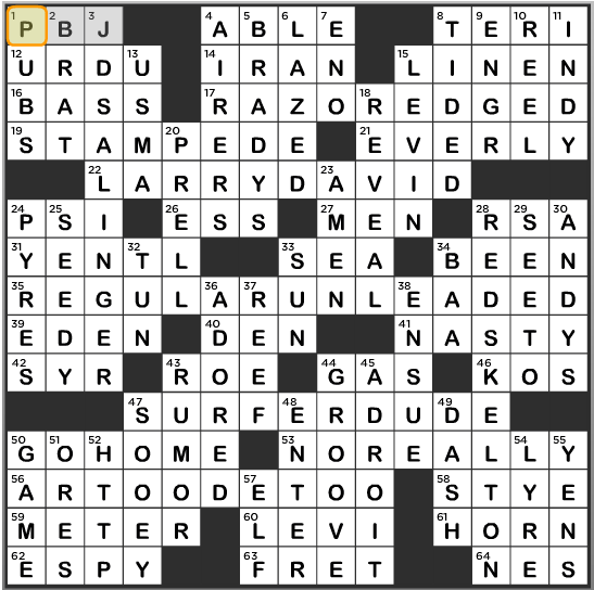 LA Times Crossword Answers Tuesday February 24 2014