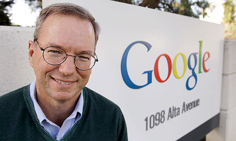 Eric Schmidt in front of Google office