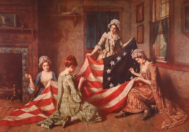 betsy ross sewing an american flag