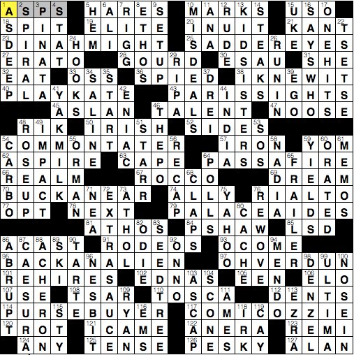 LA Times Crossword Answers Sunday August 16th 2015