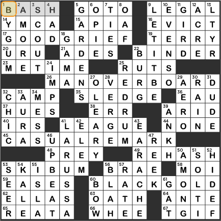 LA Times Crossword Answers Tuesday May 10th 2016