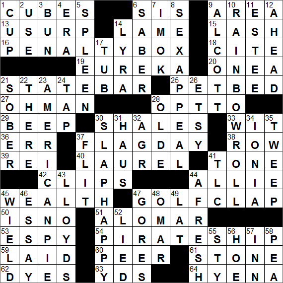 LA Times Crossword Answers Tuesday June 14th 2016