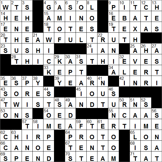LA Times Crossword Answers Monday August 15th 2016