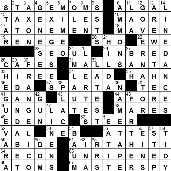 LA Times Crossword Answers Saturday August 13th 2016