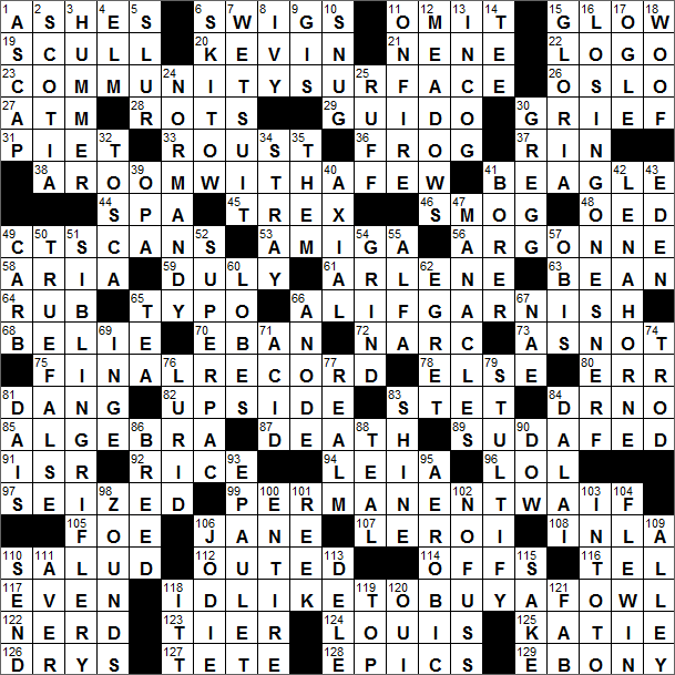 LA Times Crossword Answers Sunday August 7th 2016