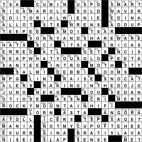 LA Times Crossword Answers Sunday September 18th 2016