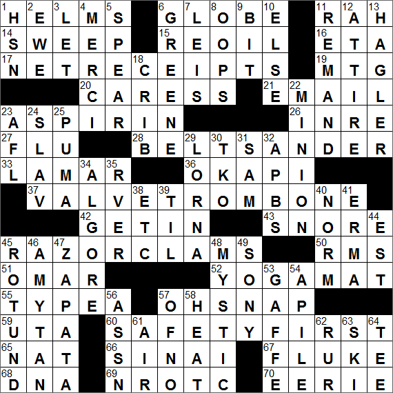 LA Times Crossword Answers Tuesday September 20th 2016