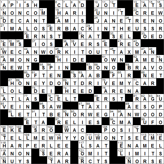LA Times Crossword Answers Sunday October 2nd 2016