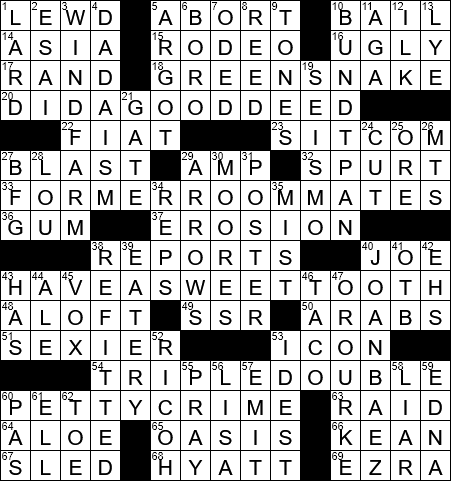 LA Times Crossword Answers Tuesday January 30th 2018