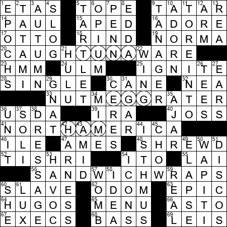 LA Times Crossword Answers Wednesday January 10th 2018