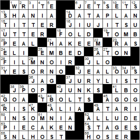 LA Times Crossword Answers Saturday May 19th 2018