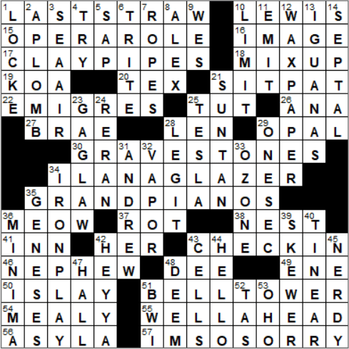 LA Times Crossword Answers Saturday May 26th 2018
