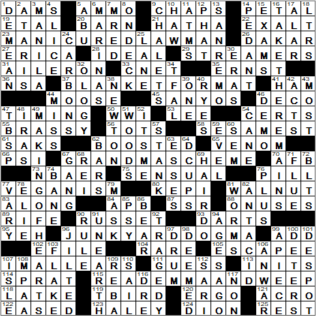 LA Times Crossword Answers Sunday May 13th 2018