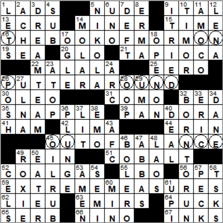 LA Times Crossword Answers Wednesday May 30th 2018