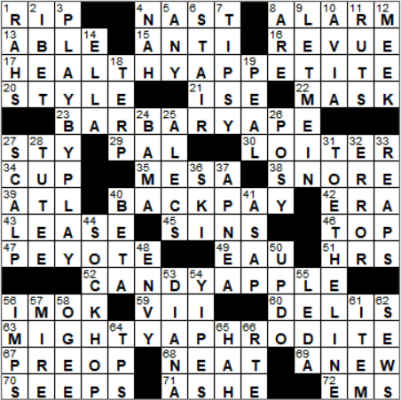 LA Times Crossword Answers Wednesday June 6th 2018