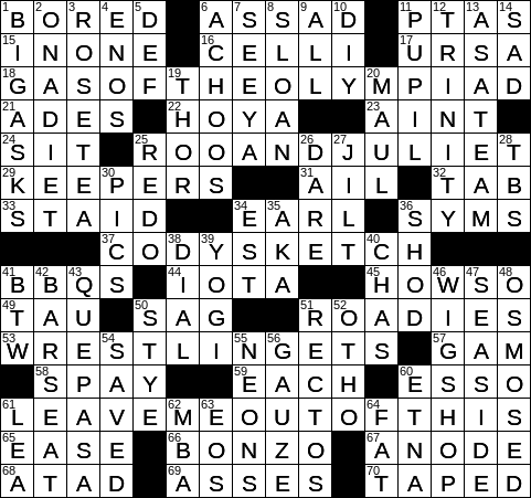 LA Times Crossword Answers Friday July 20th 2018