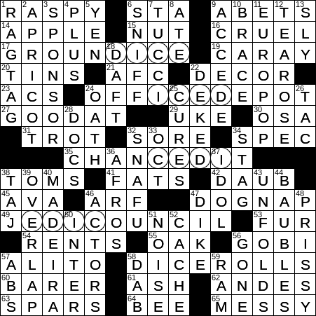 LA Times Crossword Answers Wednesday July 25th 2018