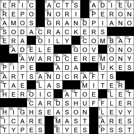 LA Times Crossword Answers Thursday October 18th 2018