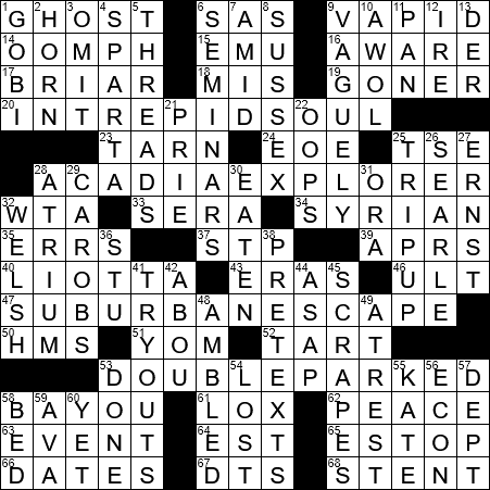 LA Times Crossword Answers Thursday October 4th 2018