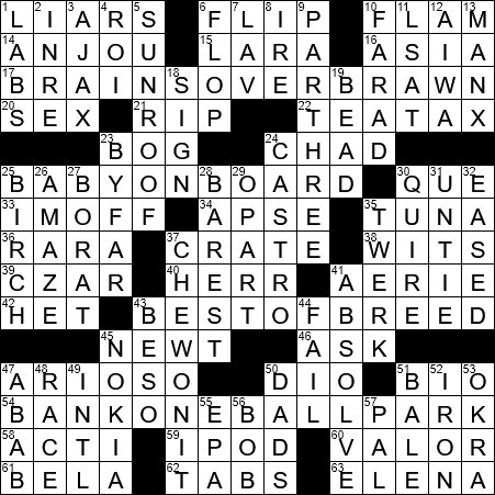 LA Times Crossword Answers Tuesday October 16th 2018