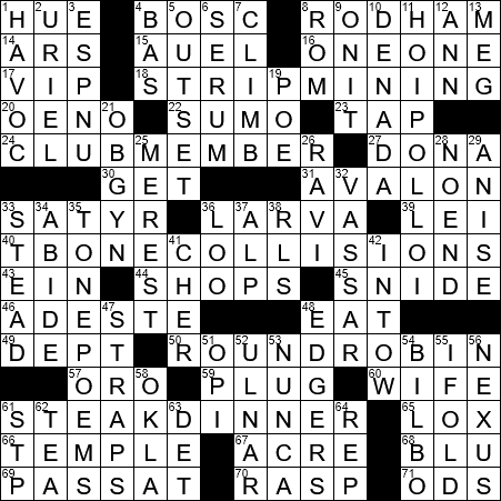 LA Times Crossword Answers Tuesday October 23rd 2018