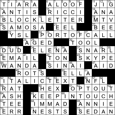 LA Times Crossword Answers Tuesday October 30th 2018