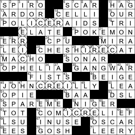 LA Times Crossword Answers Wednesday October 10th 2018