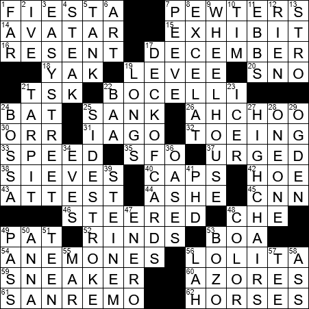 LA Times Crossword Answers Wednesday October 3rd 2018
