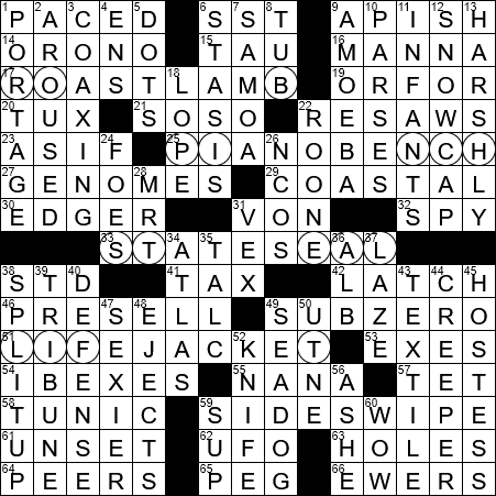 LA Times Crossword Answers Tuesday November 20th 2018