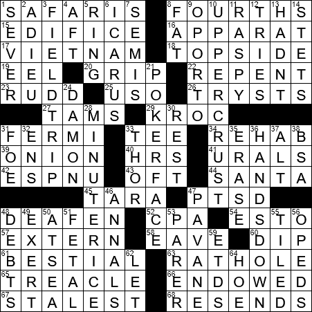 LA Times Crossword Answers Tuesday November 27th 2018