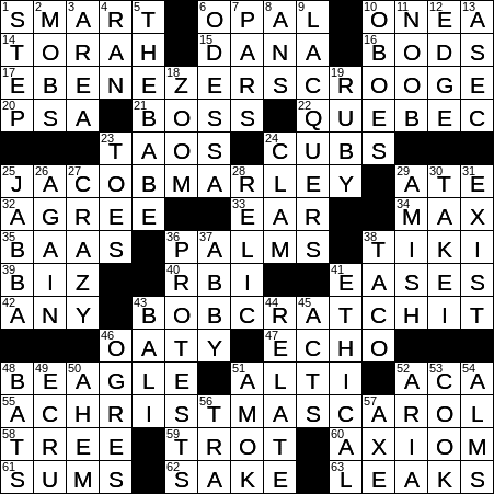 LA Times Crossword Answers Tuesday December 25th 2018