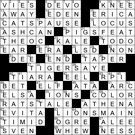 LA Times Crossword Answers Tuesday December 4th 2018