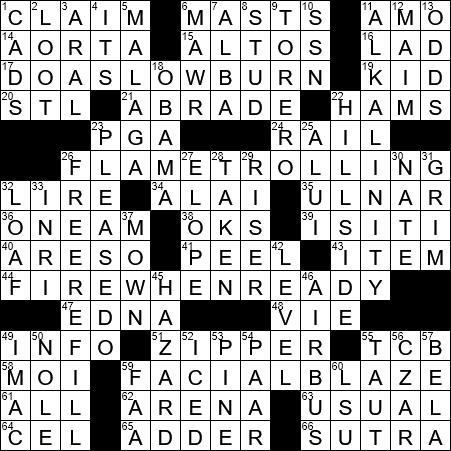 LA Times Crossword Answers Wednesday December 5th 2018