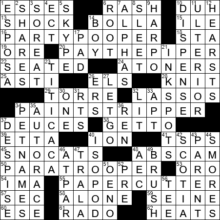 LA Times Crossword Answers Tuesday January 29th 2019