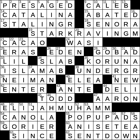 LA Times Crossword Answers Friday March 22nd 2019