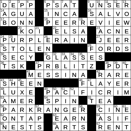 LA Times Crossword Answers Tuesday March 26th 2019