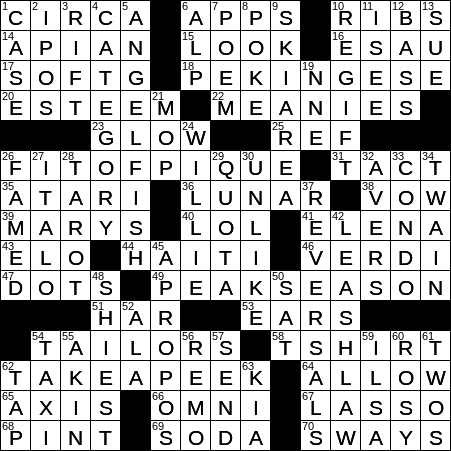 LA Times Crossword Answers Wednesday March 20th 2019
