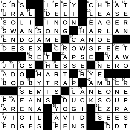 LA Times Crossword Answers Tuesday April 16th 2019