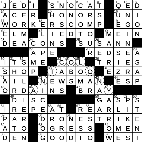 LA Times Crossword Answers Tuesday April 9th 2019