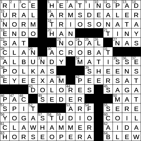 LA Times Crossword Answers Saturday May 25th 2019