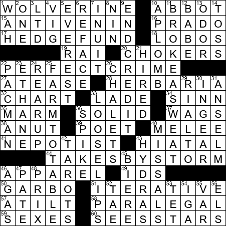 LA Times Crossword Answers Saturday May 4th 2019