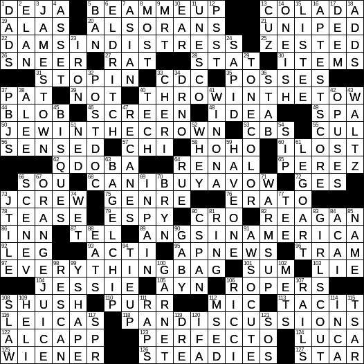 LA Times Crossword Answers Sunday May 19th 2019